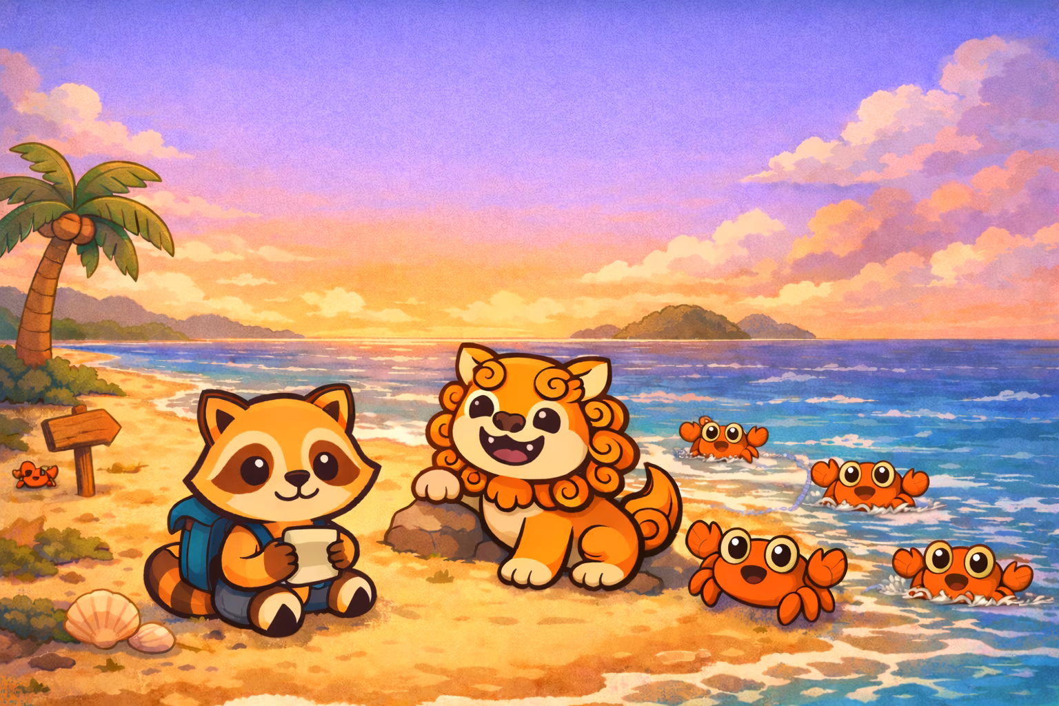 Mascots at the beach